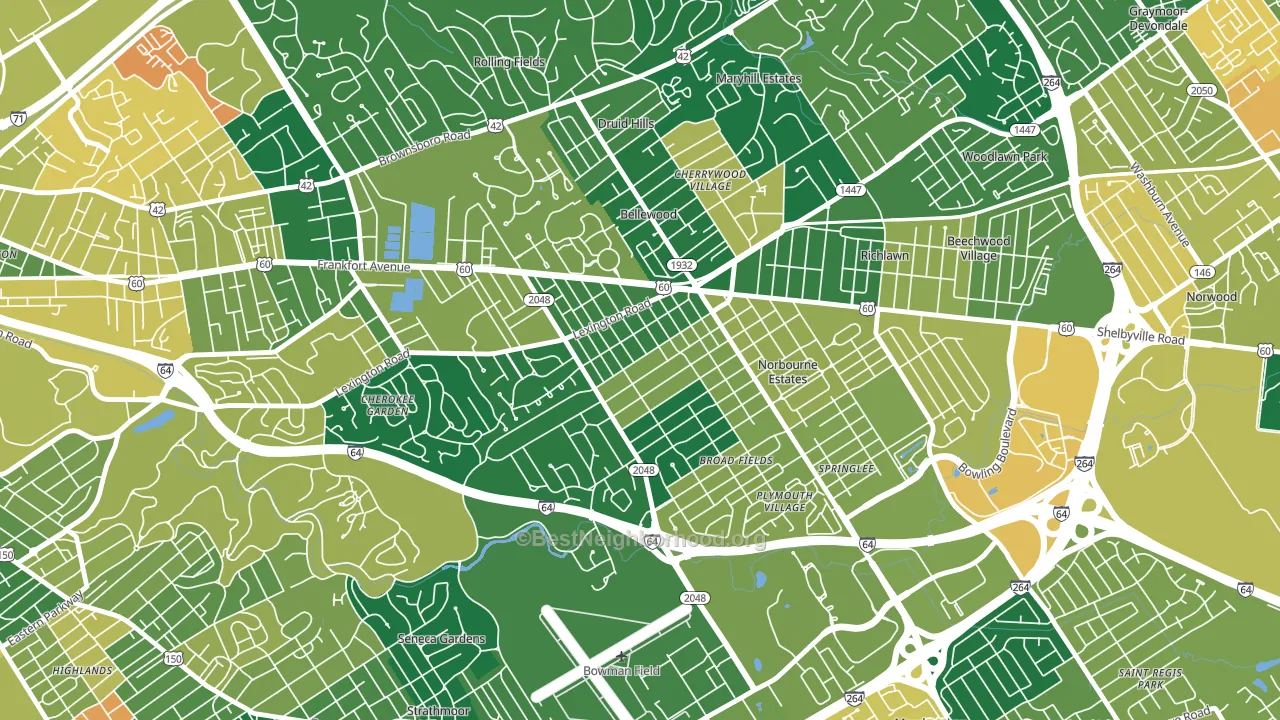 Rock Creek Lexington Road, Louisville, KY block-group voter-turnout map