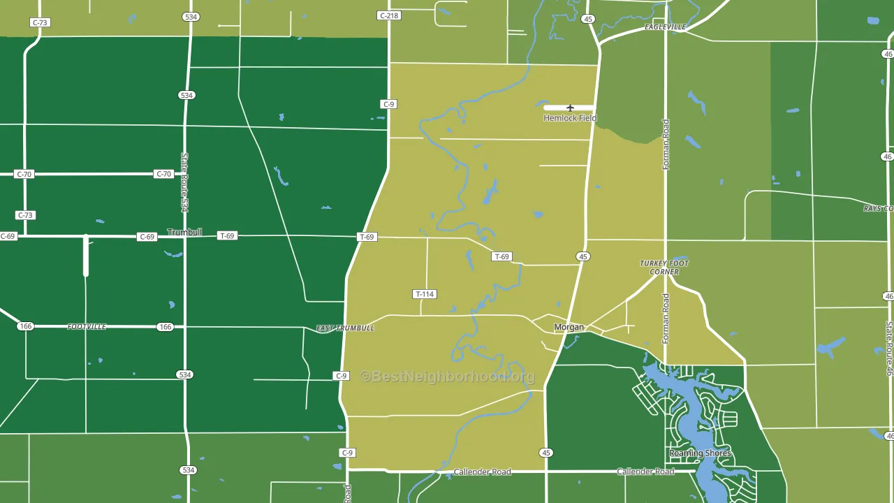 Rock Creek, OH block-group voter-turnout map