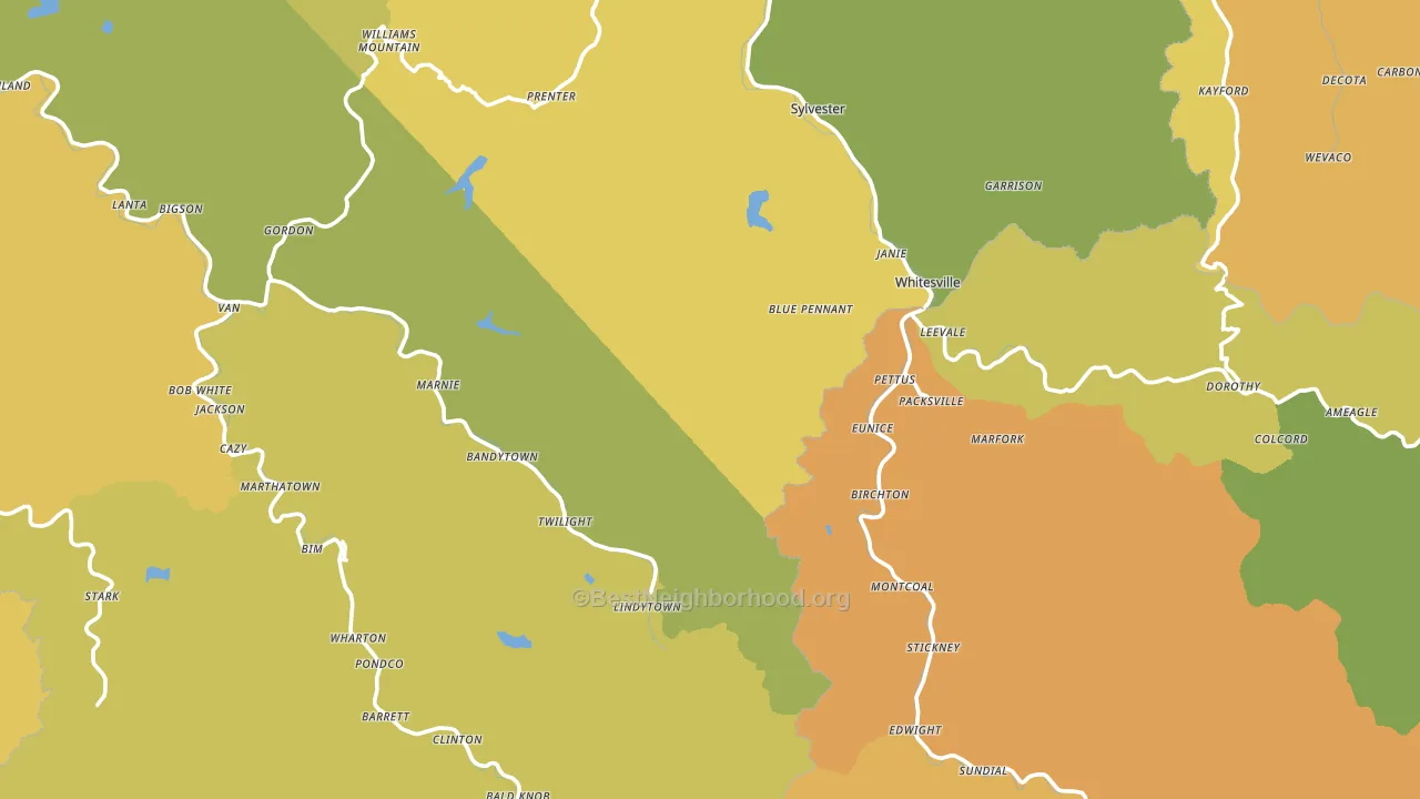 Rock Creek, WV block-group voter-turnout map