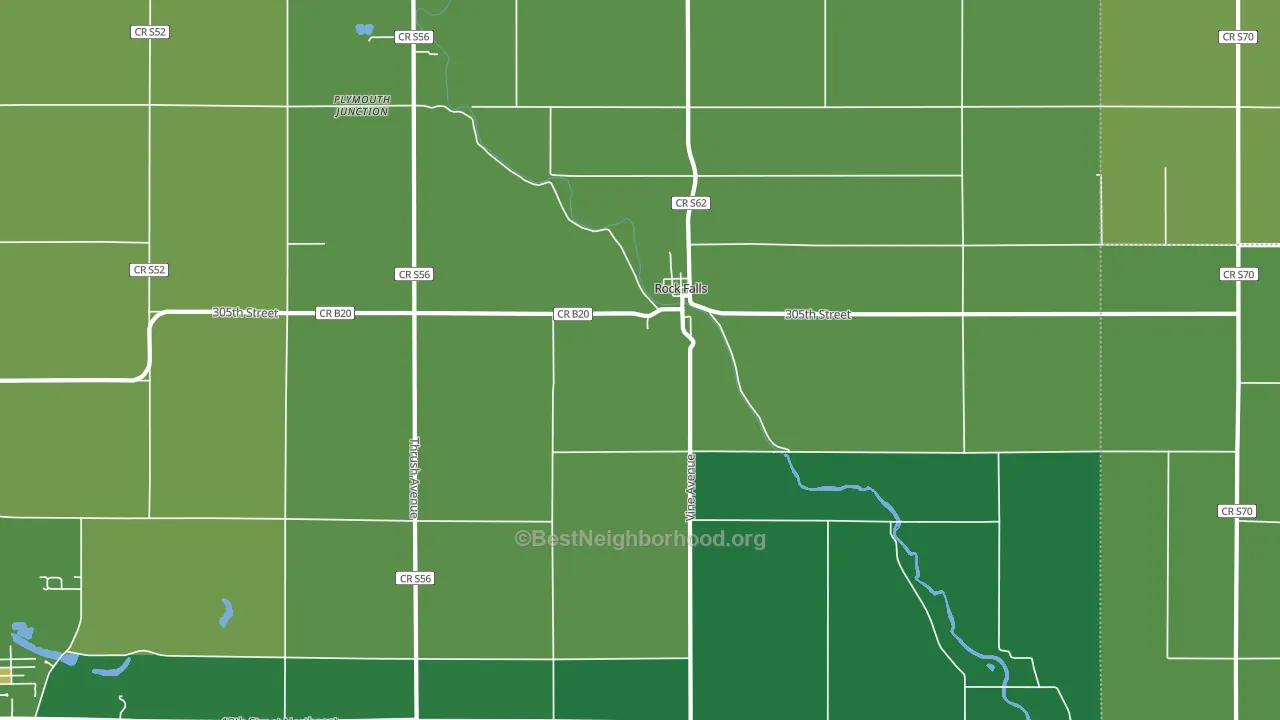 Rock Falls, IA block-group voter-turnout map