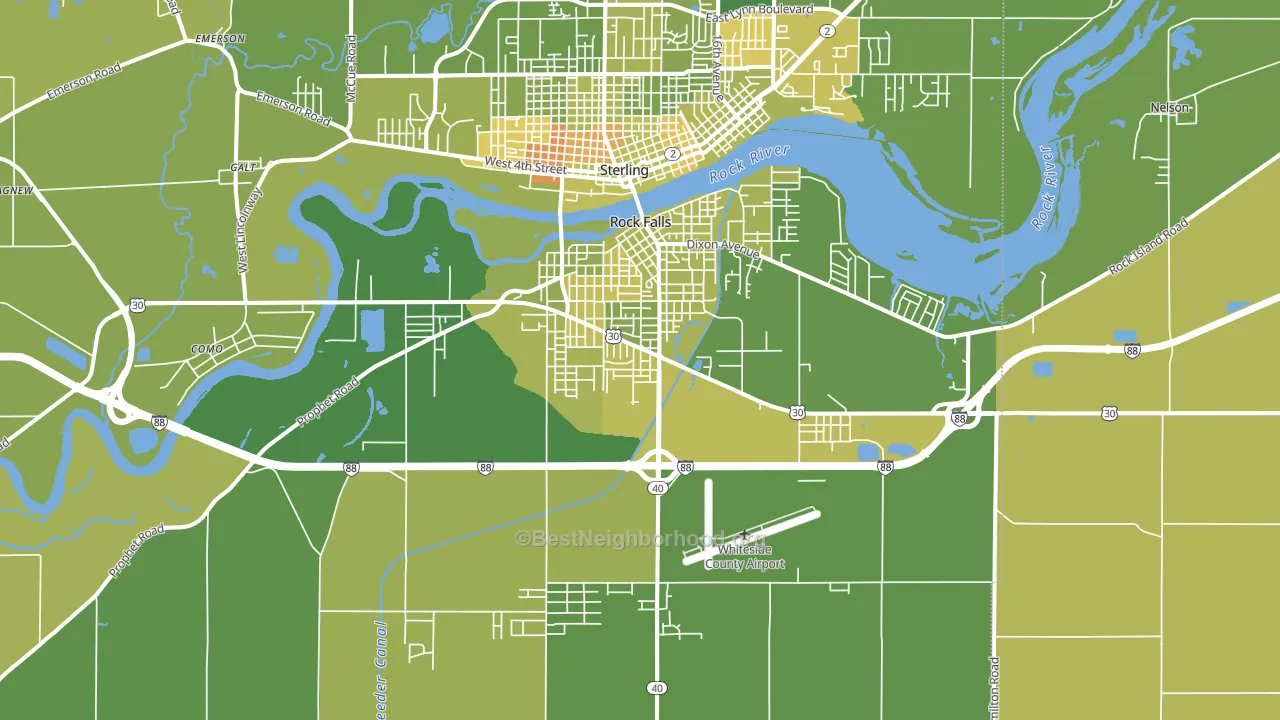 Rock Falls, IL block-group voter-turnout map