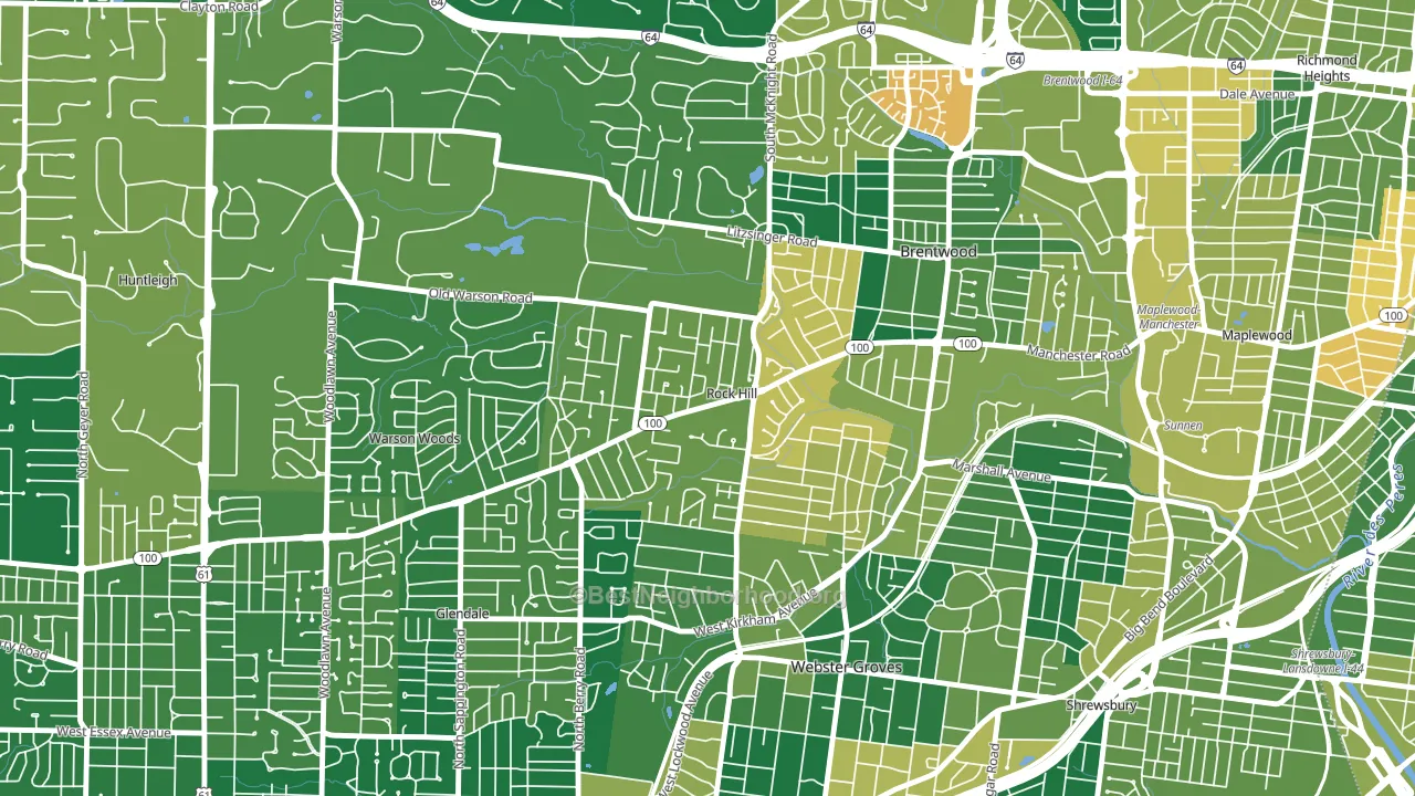 Rock Hill, MO block-group voter-turnout map