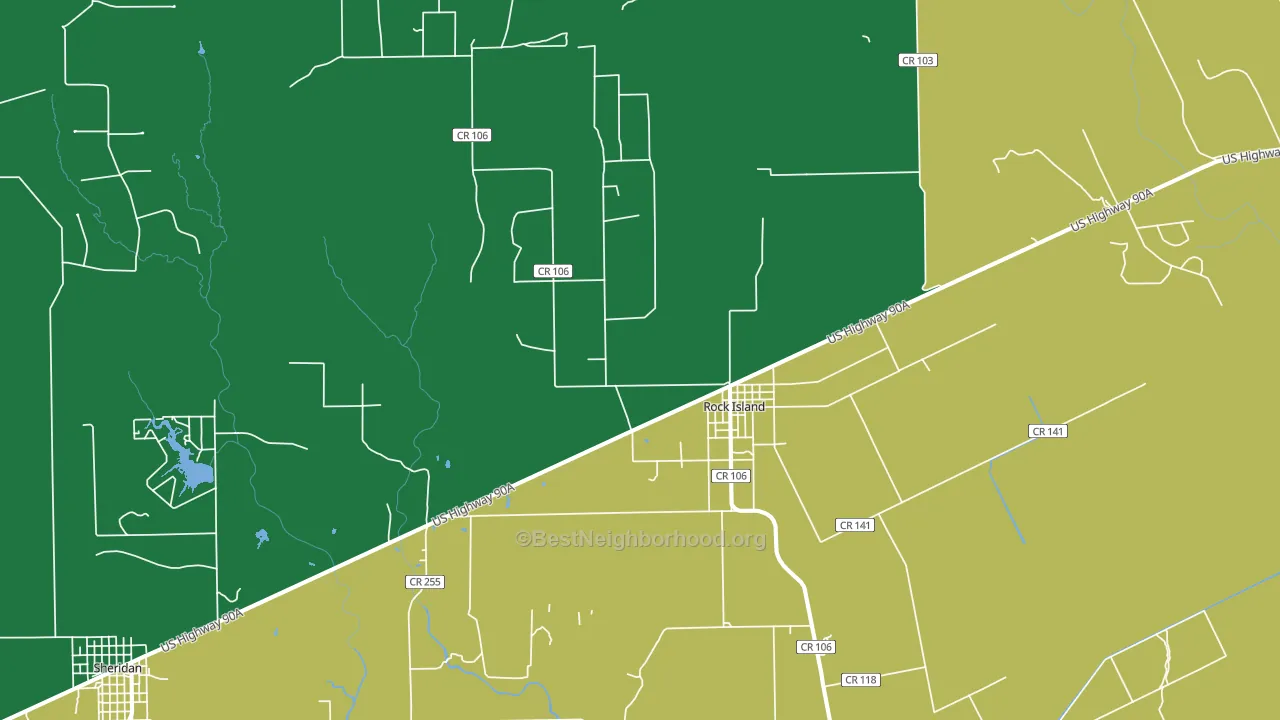 Rock Island, TX block-group voter-turnout map