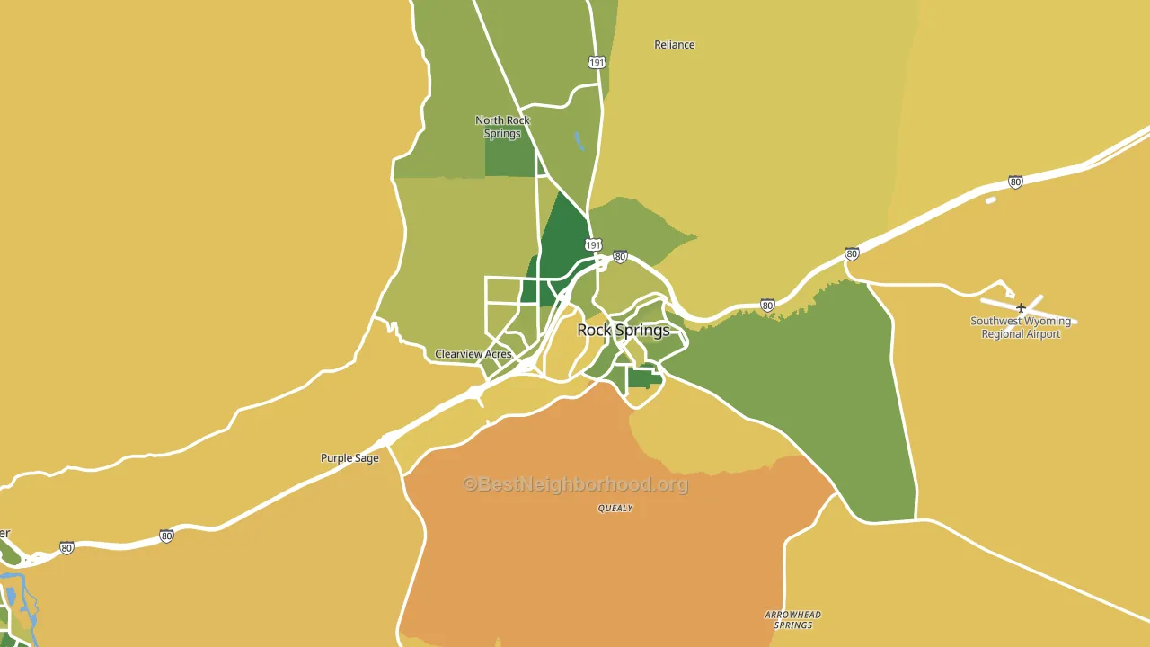 Rock Springs, WY block-group voter-turnout map