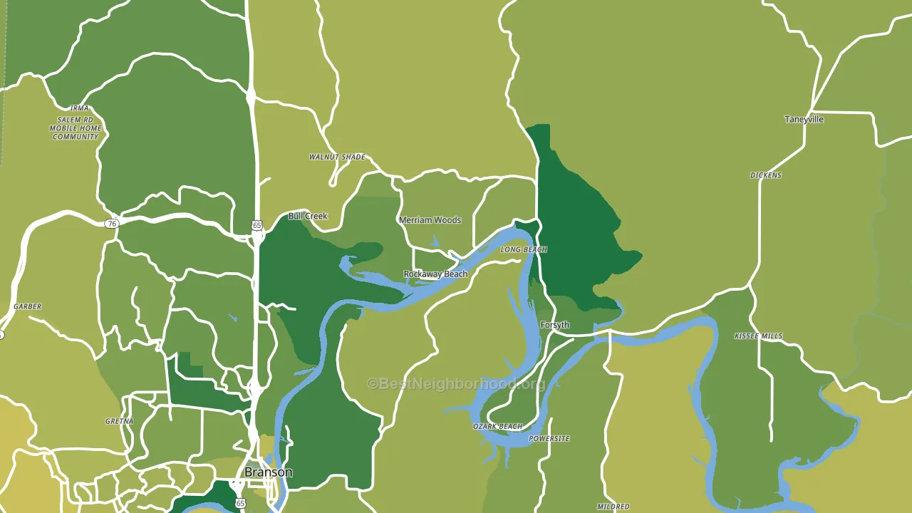 Rockaway Beach, MO block-group voter-turnout map