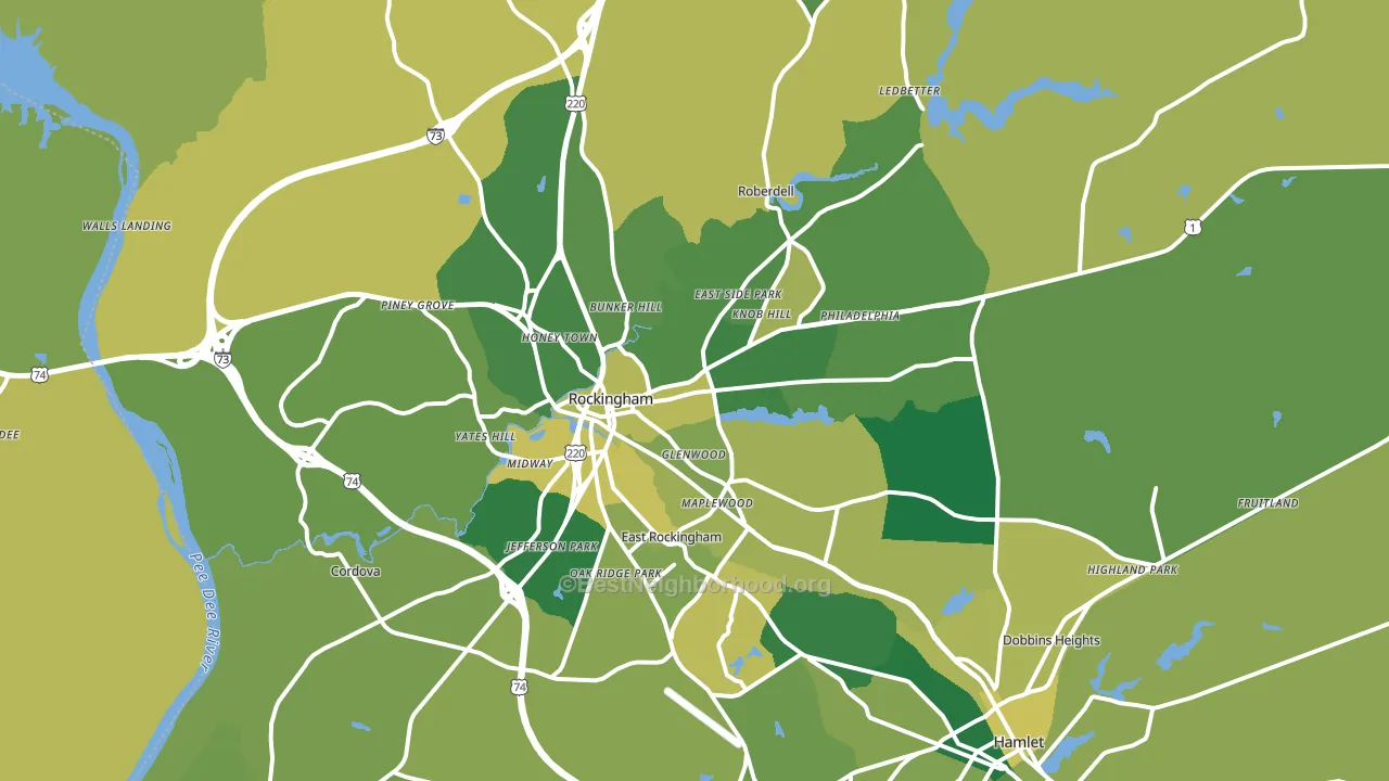 Rockingham, NC block-group voter-turnout map