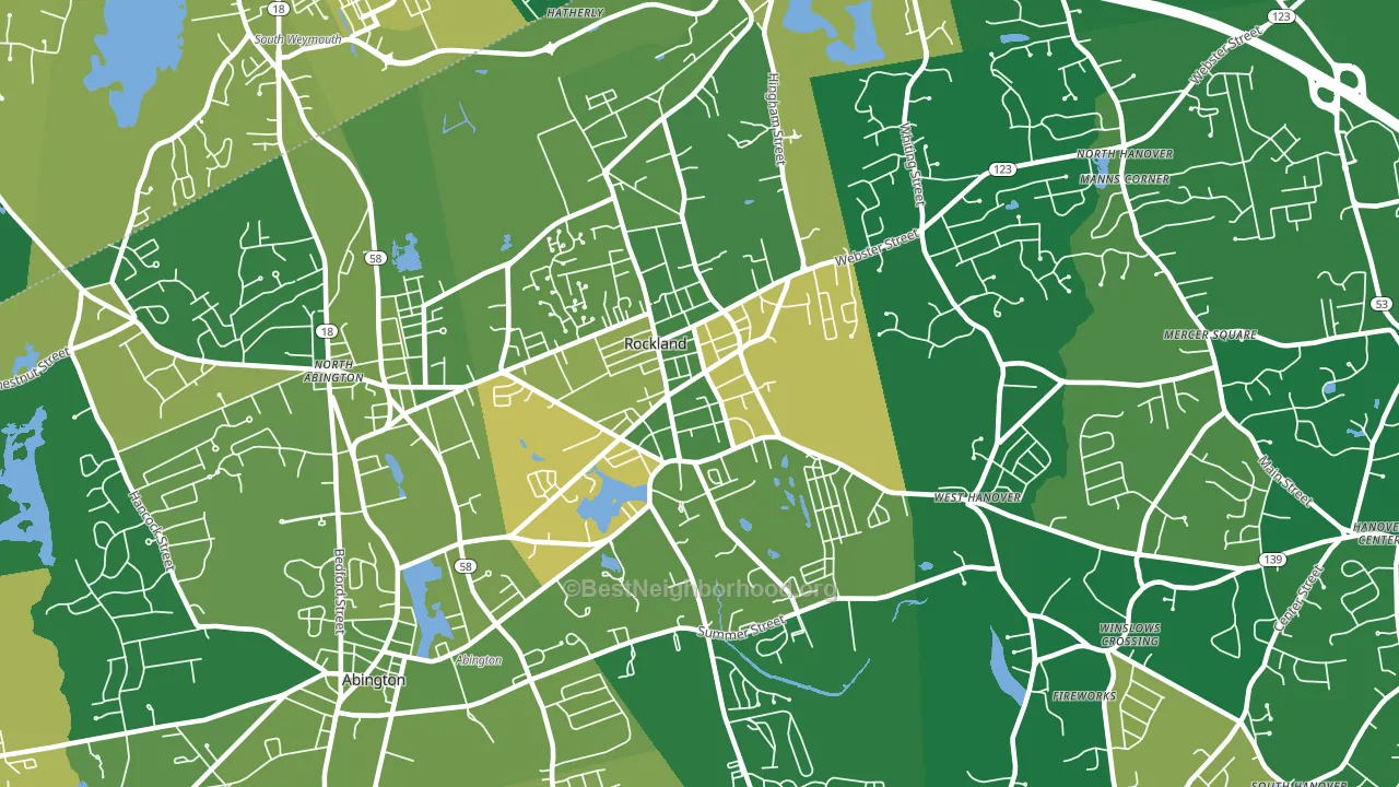 Rockland, MA block-group voter-turnout map