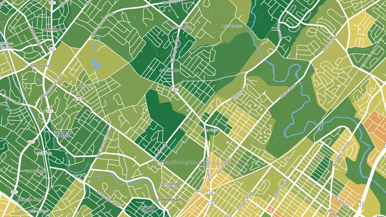 Rockledge, PA block-group voter-turnout map