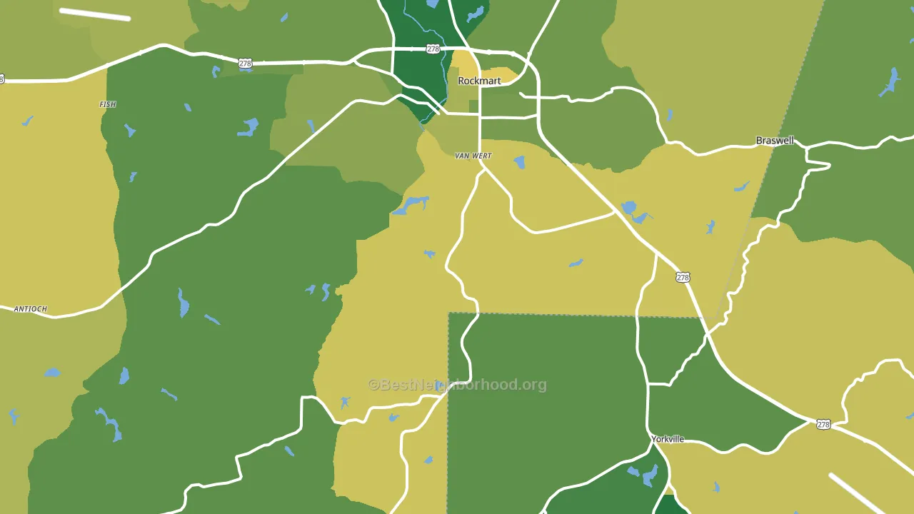 Rockmart, GA block-group voter-turnout map