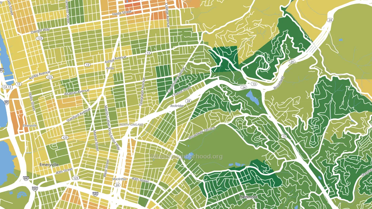 Rockridge, Oakland, CA block-group voter-turnout map