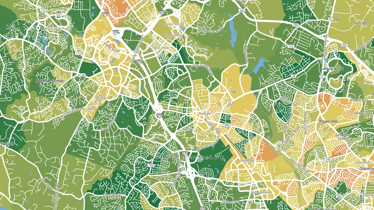 Rockville, MD block-group voter-turnout map