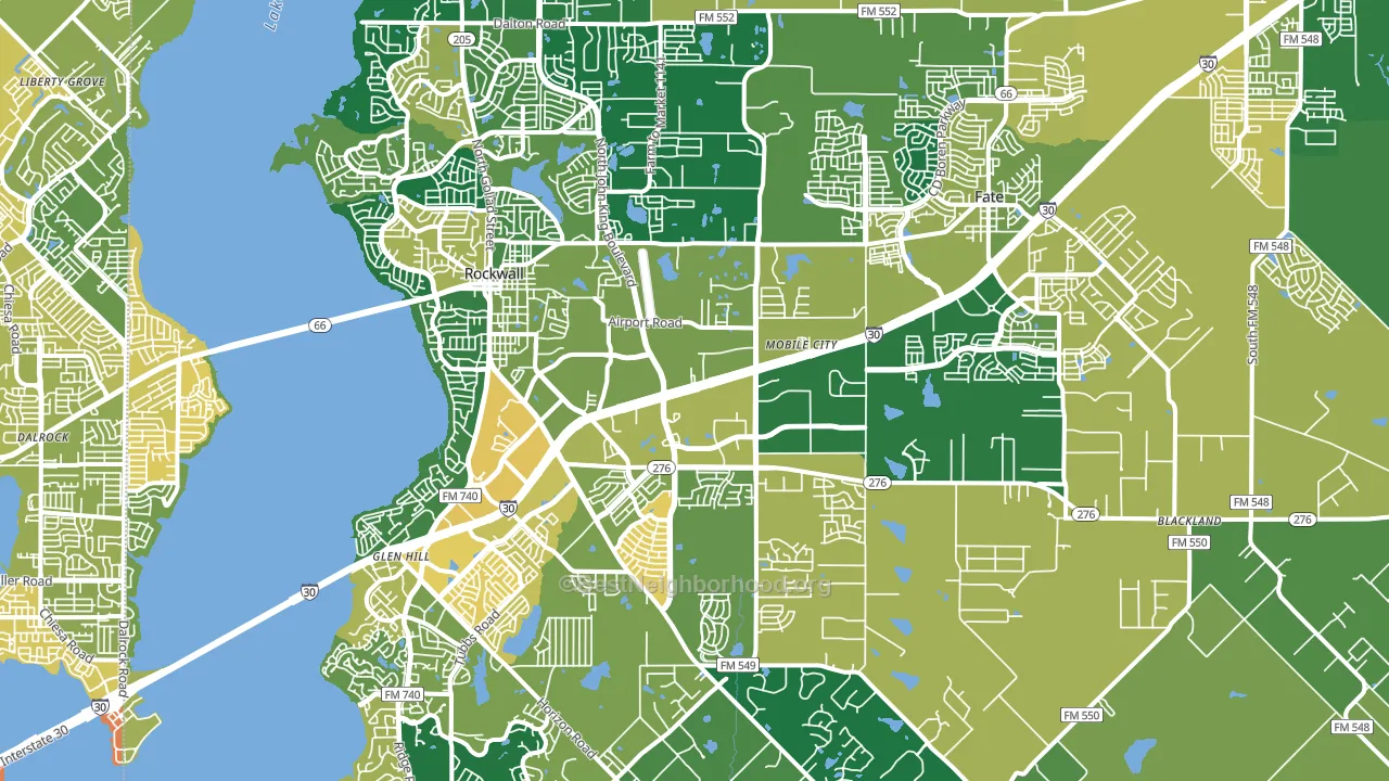 Rockwall County, TX block-group voter-turnout map
