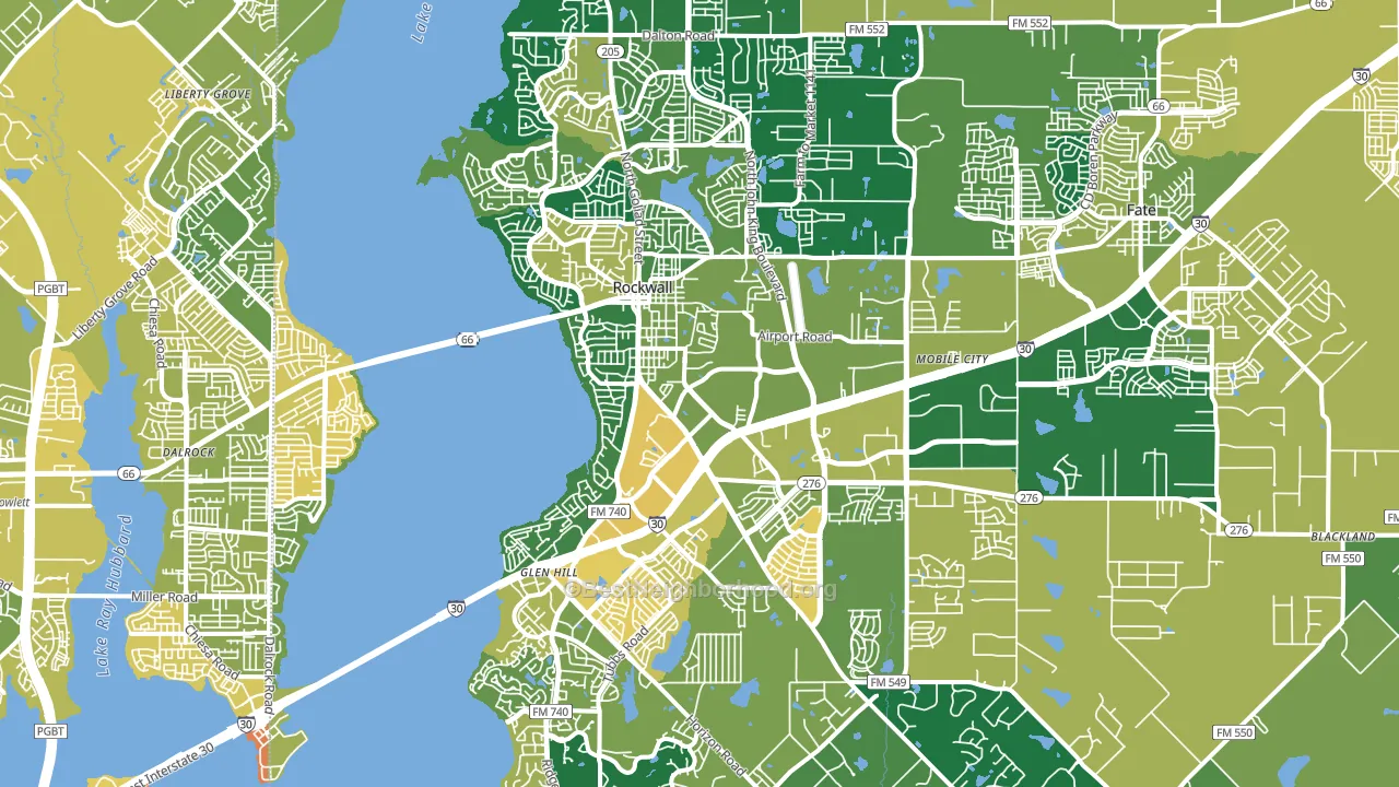 Rockwall, TX block-group voter-turnout map
