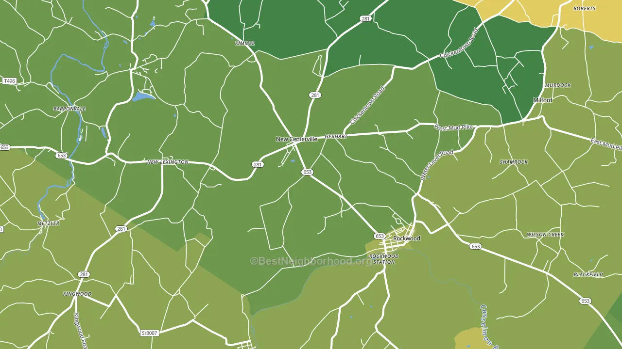 Rockwood, PA block-group voter-turnout map