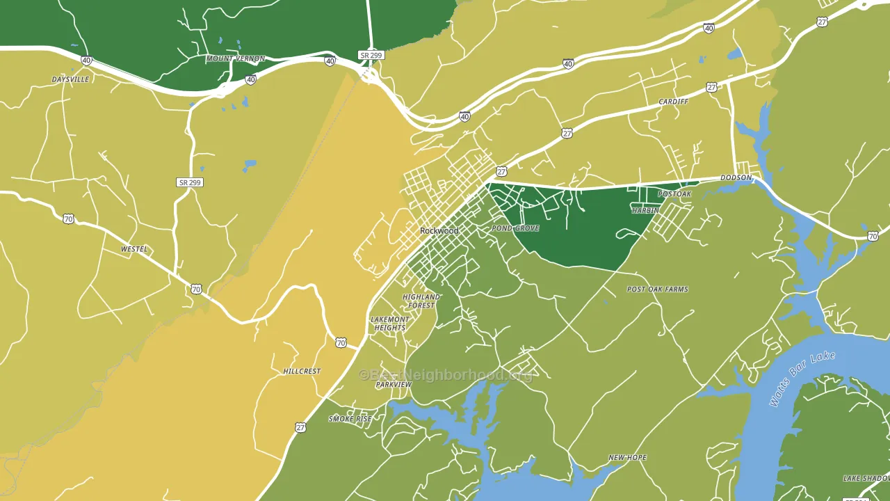 Rockwood, TN block-group voter-turnout map