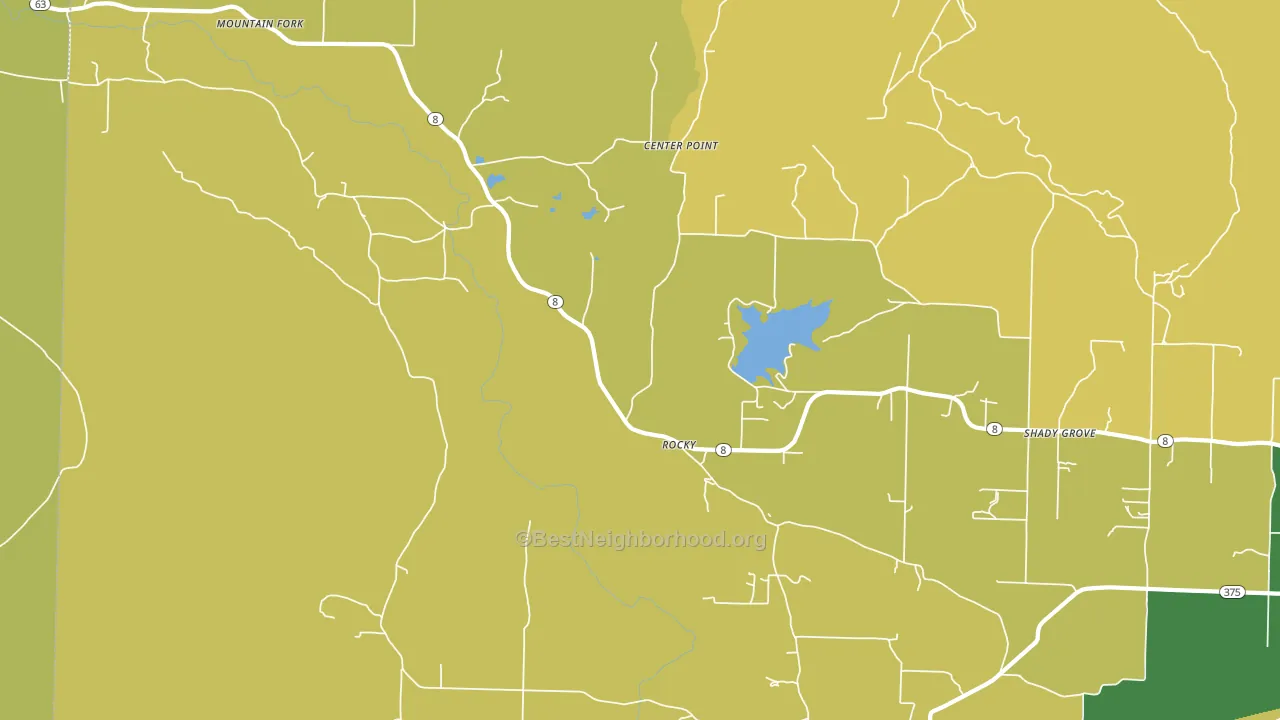 Rocky, AR block-group voter-turnout map