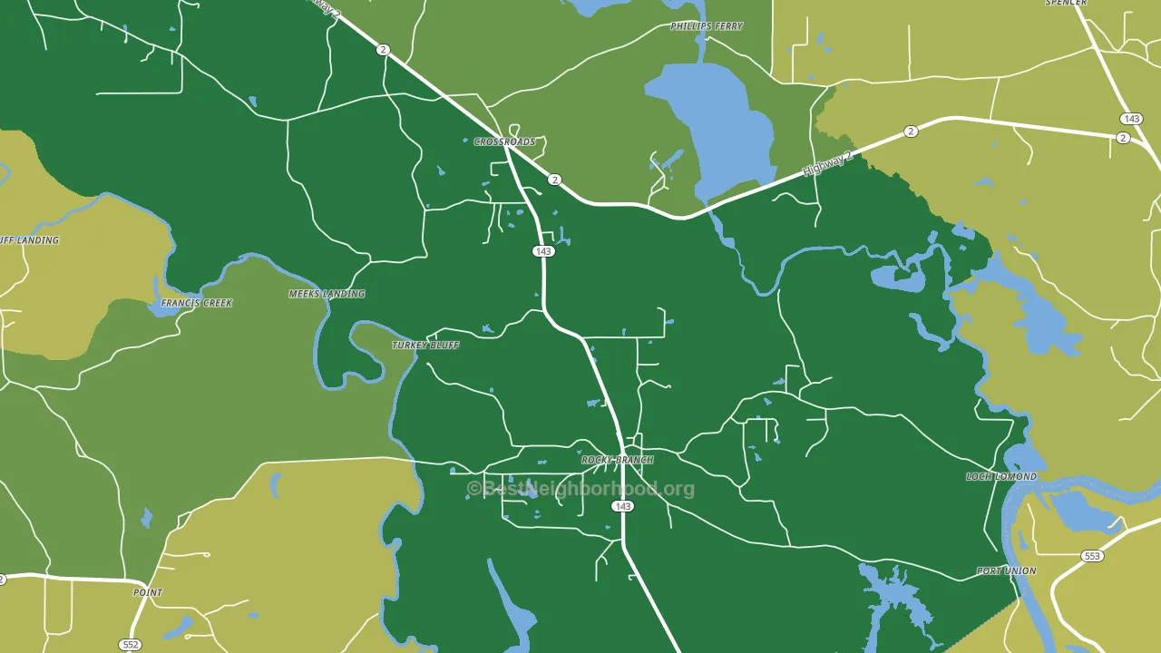 Rocky Branch, LA block-group voter-turnout map
