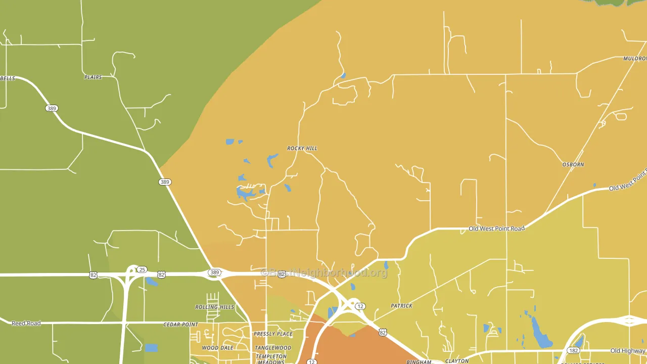 Rocky Hill, MS block-group voter-turnout map