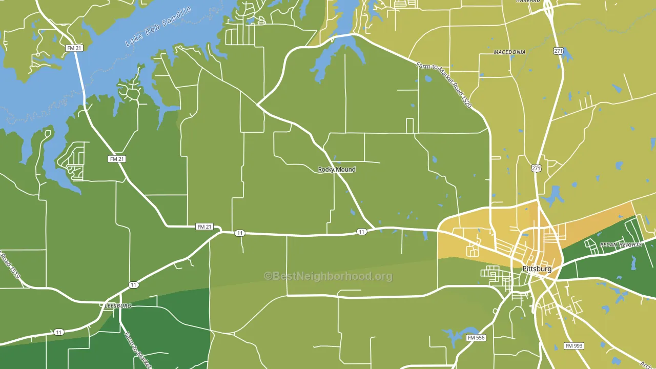 Rocky Mound, TX block-group voter-turnout map