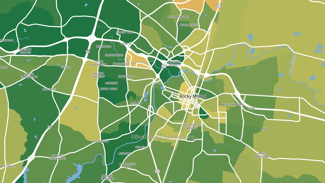 Rocky Mount, NC block-group voter-turnout map