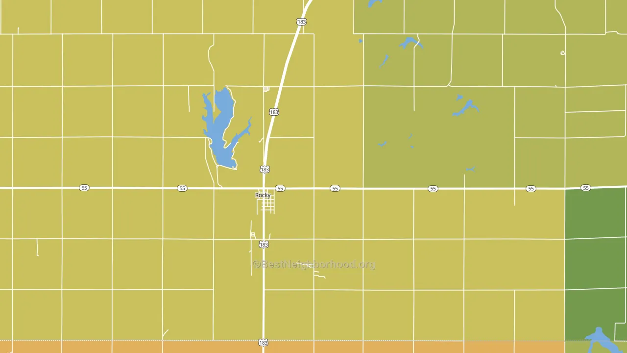 Rocky, OK block-group voter-turnout map