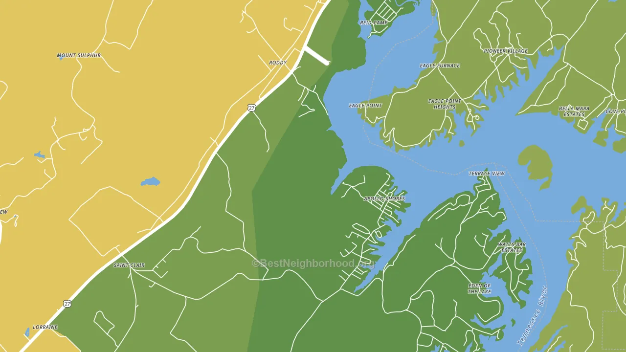 Roddy, TN block-group voter-turnout map