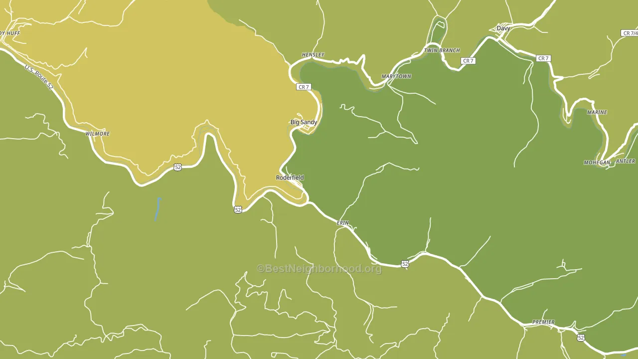 Roderfield, WV block-group voter-turnout map