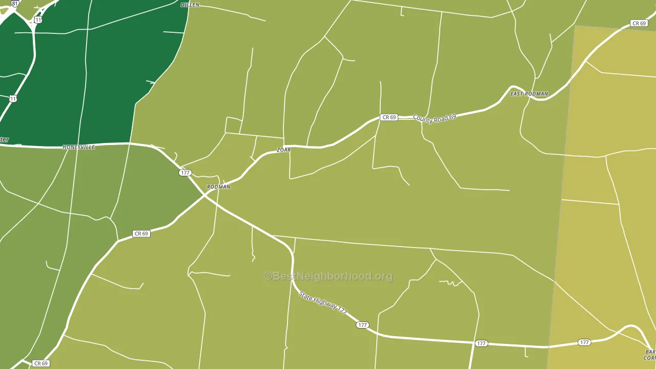 Rodman, NY block-group voter-turnout map