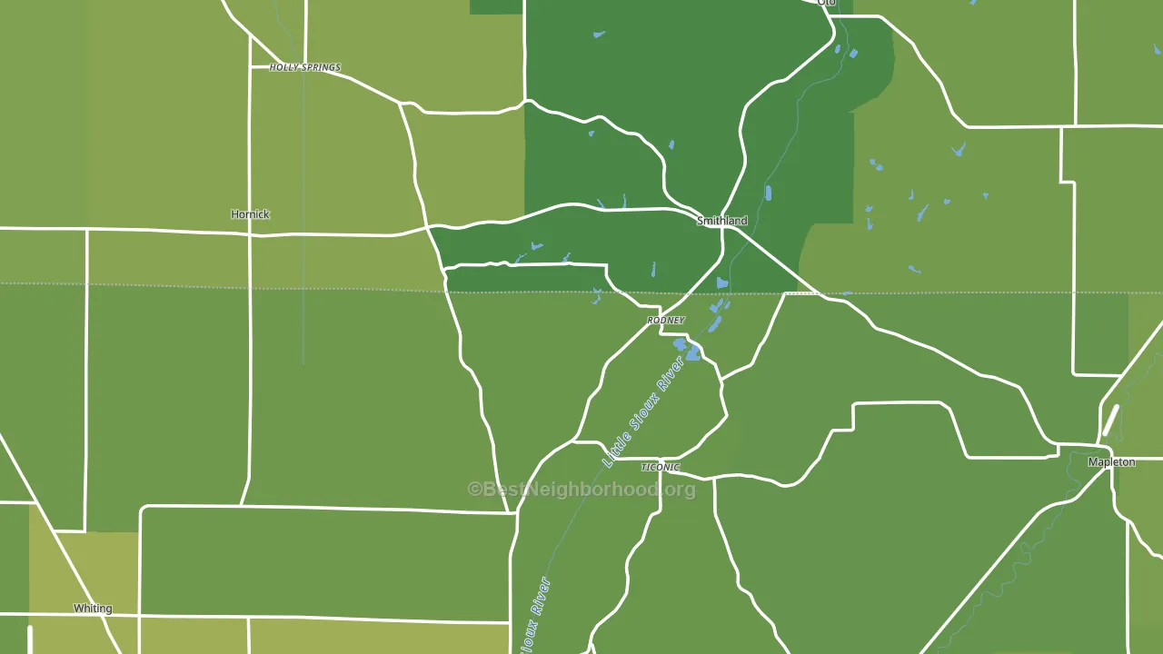 Rodney, IA block-group voter-turnout map