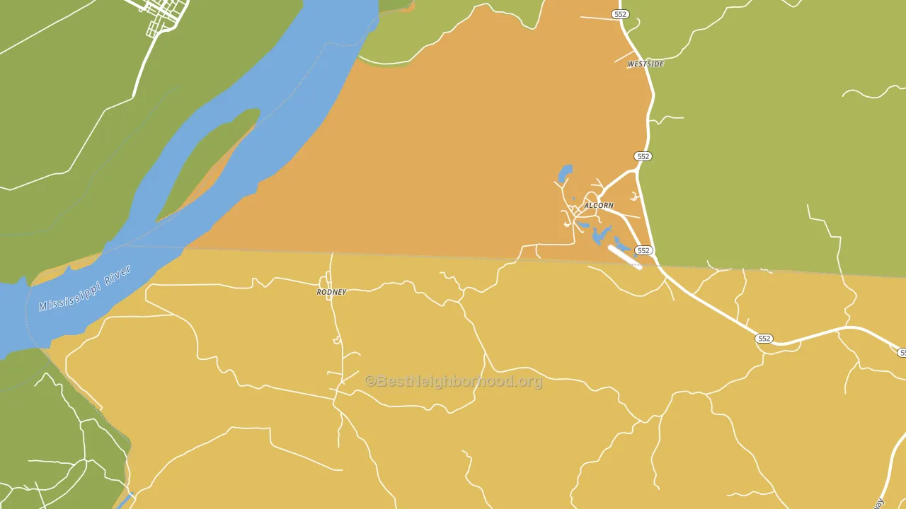 Rodney, MS block-group voter-turnout map