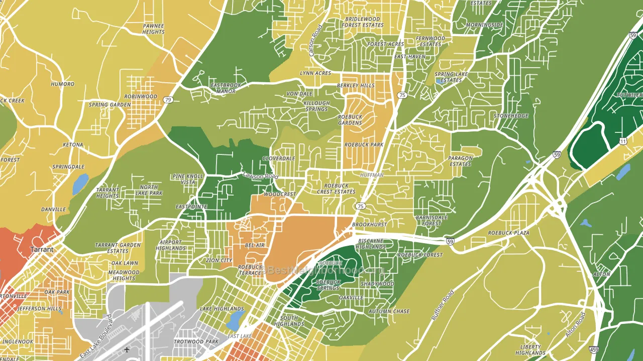Roebuck, Birmingham, AL block-group voter-turnout map