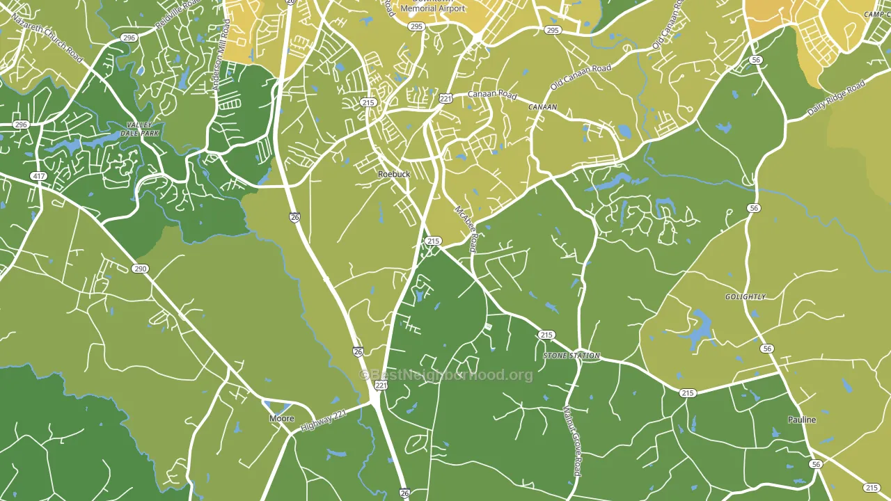 Roebuck, SC block-group voter-turnout map