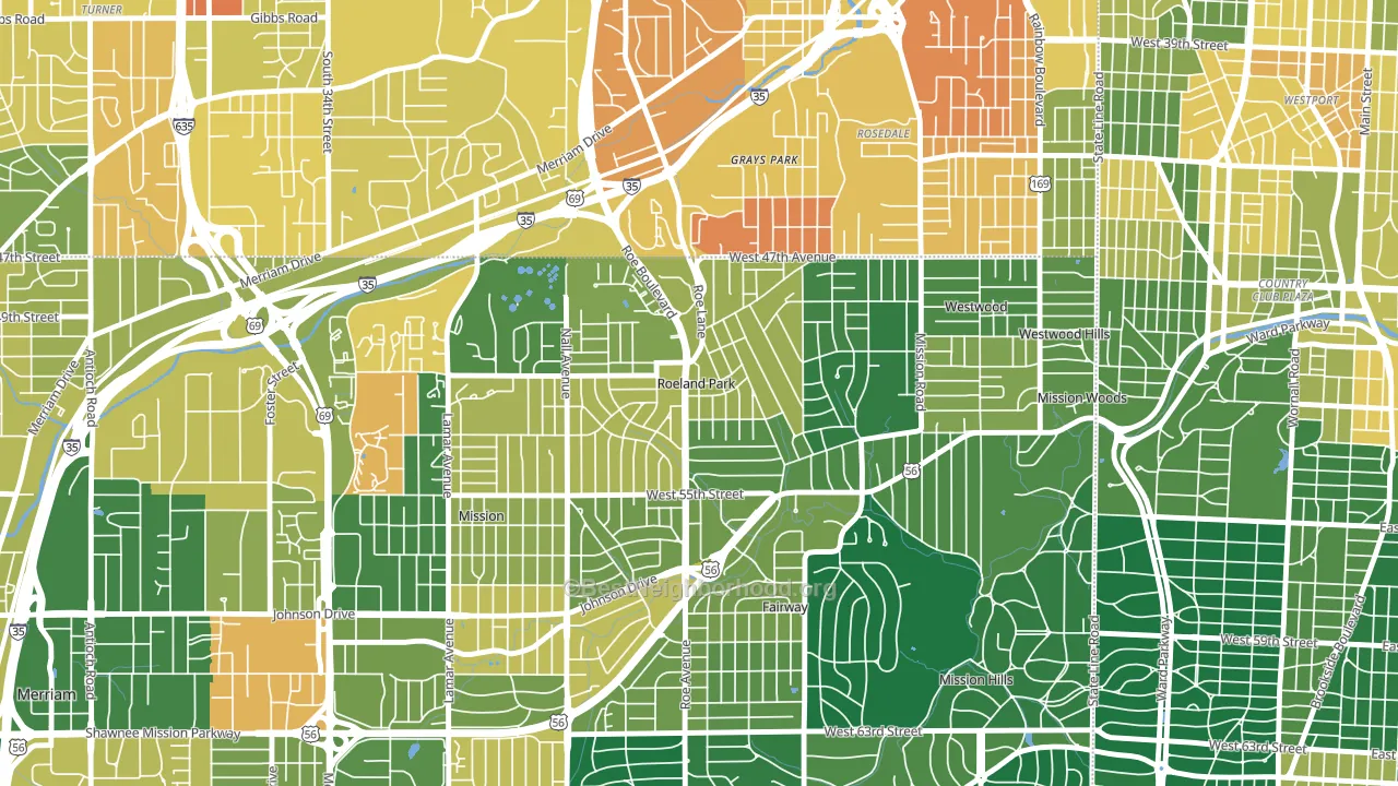 Roeland Park, KS block-group voter-turnout map