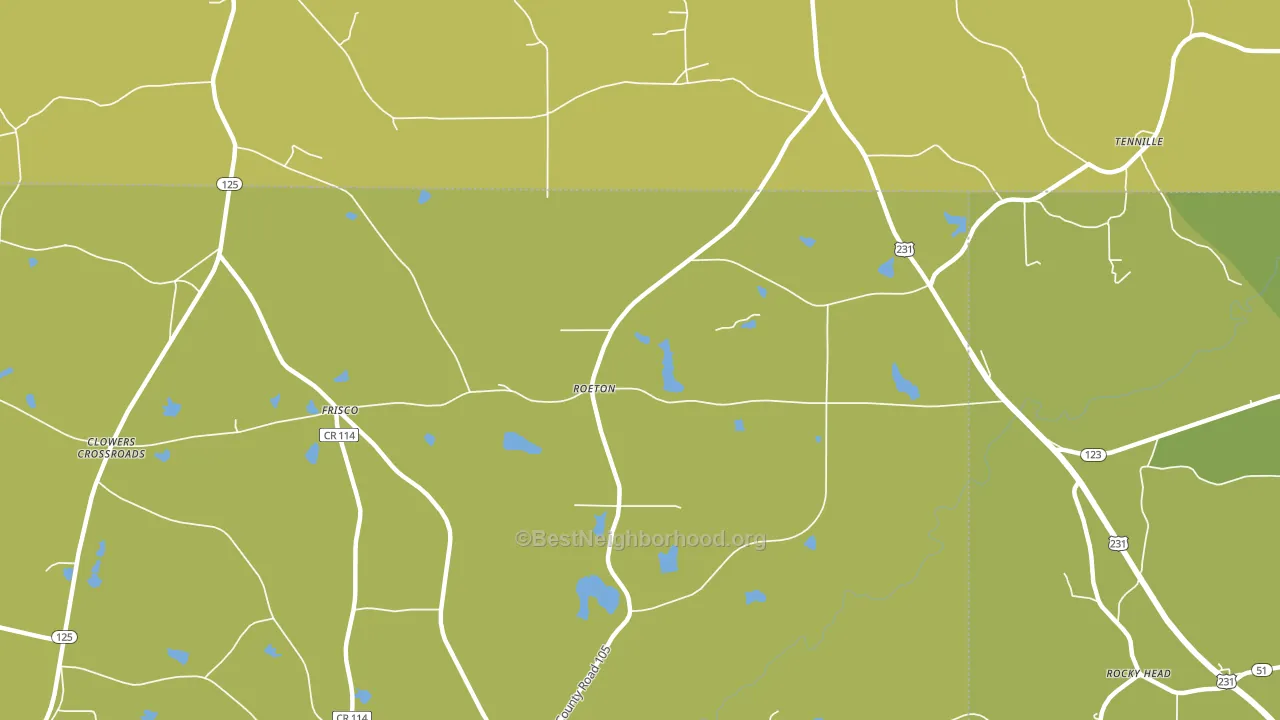 Roeton, AL block-group voter-turnout map