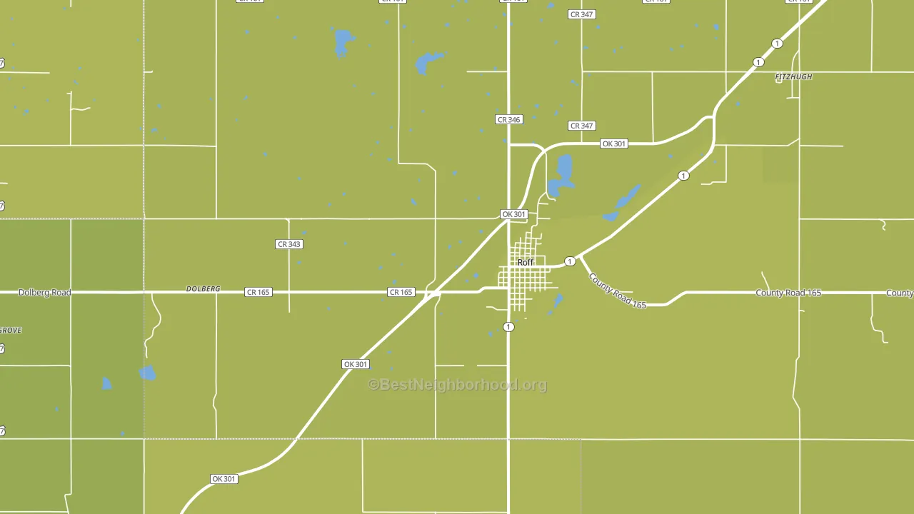 Roff, OK block-group voter-turnout map