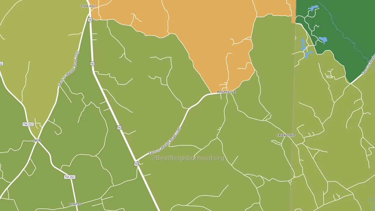 Roganville, TX block-group voter-turnout map