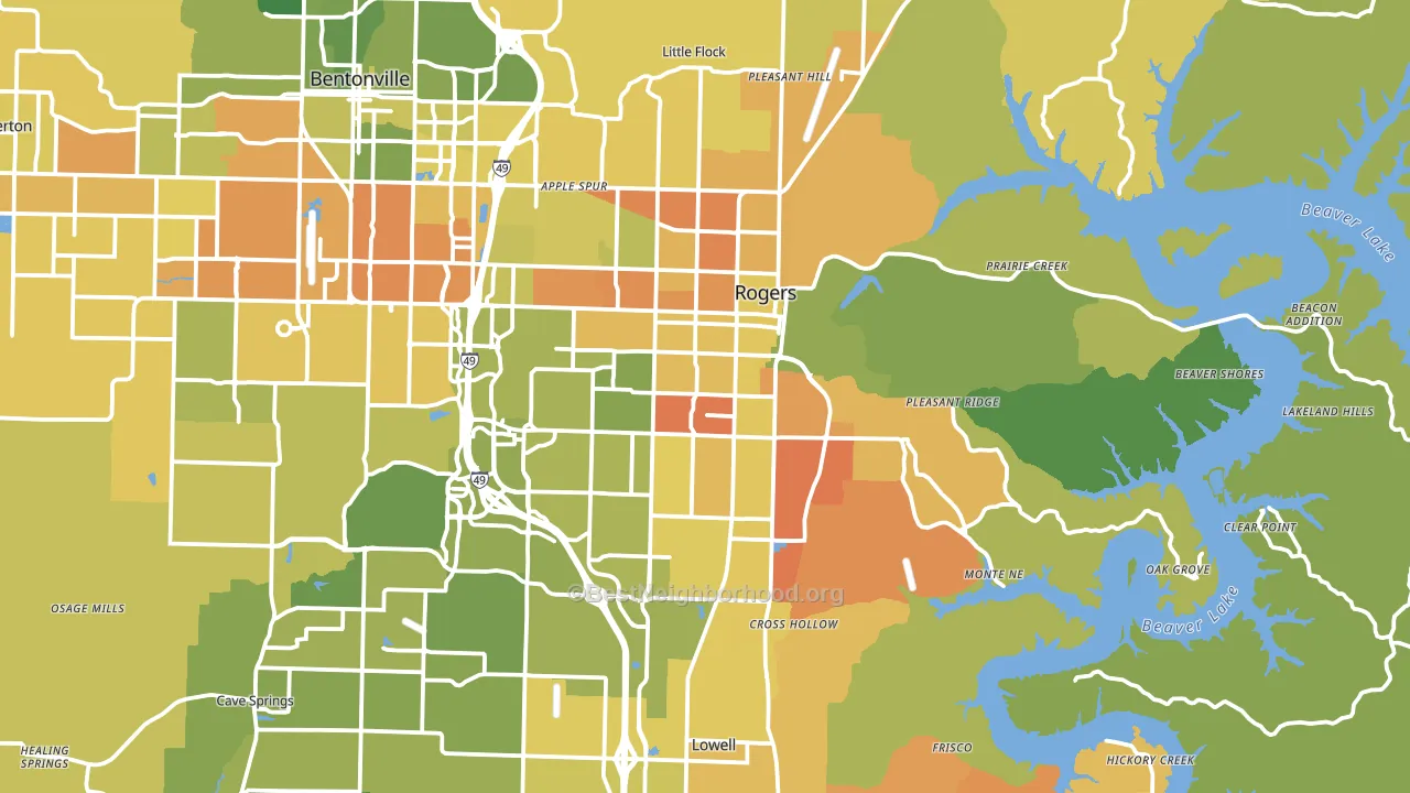 Rogers, AR block-group voter-turnout map