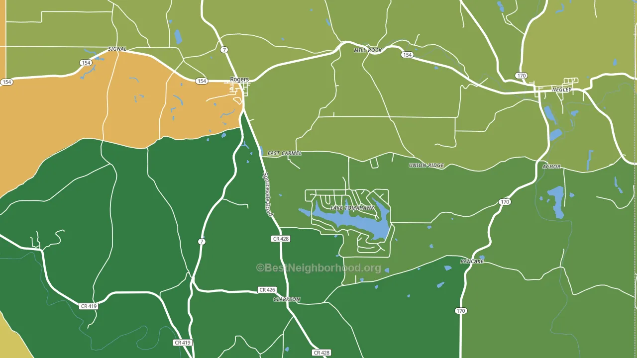 Rogers, OH block-group voter-turnout map