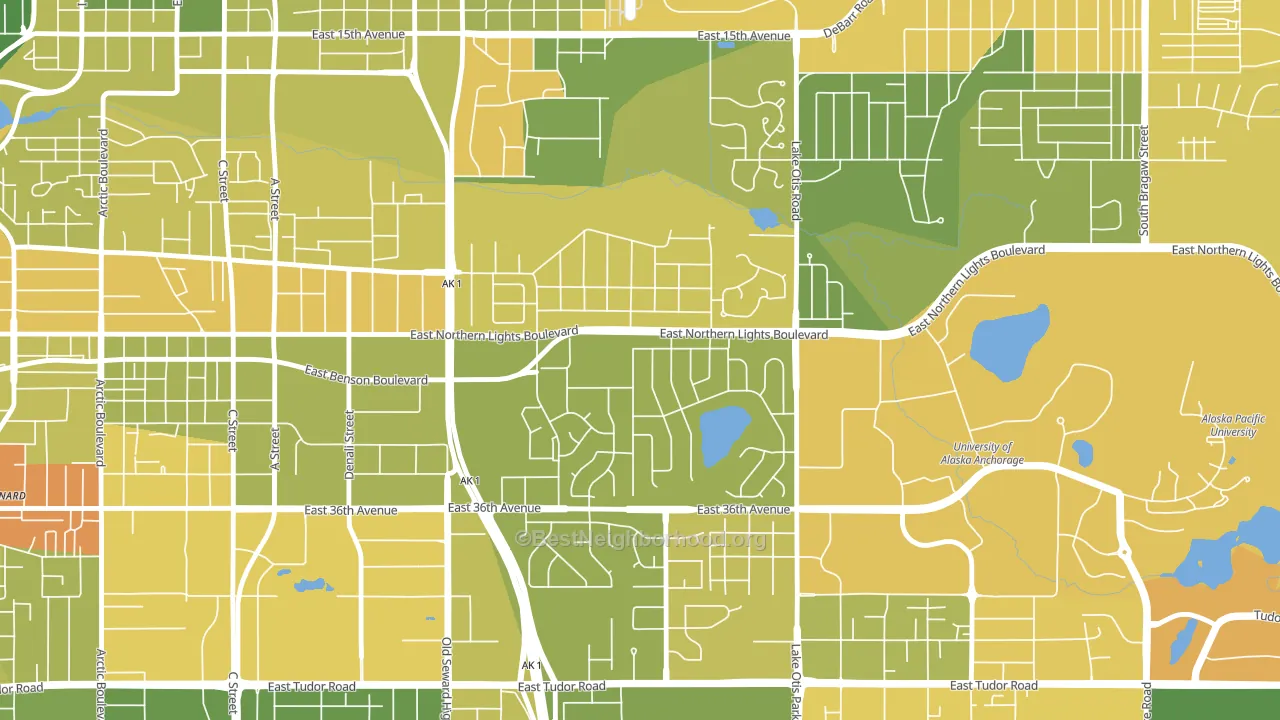 Rogers Park, Anchorage, AK block-group voter-turnout map
