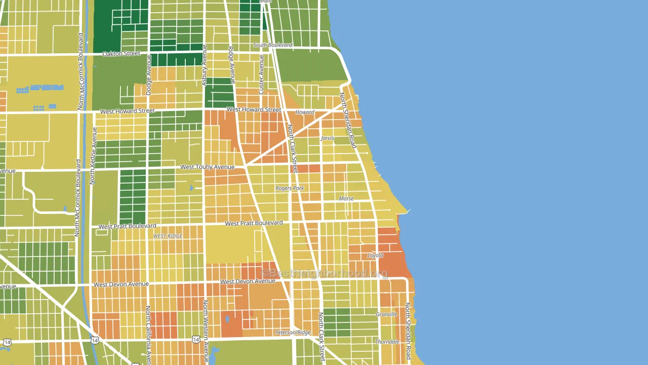 Rogers Park, Chicago, IL block-group voter-turnout map