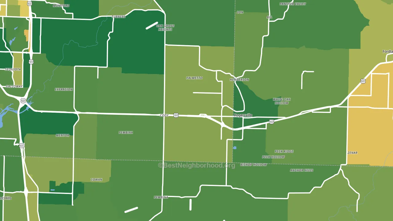 Rogersville, MO block-group voter-turnout map