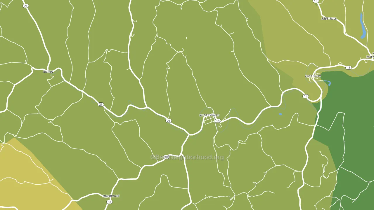 Rogersville, PA block-group voter-turnout map