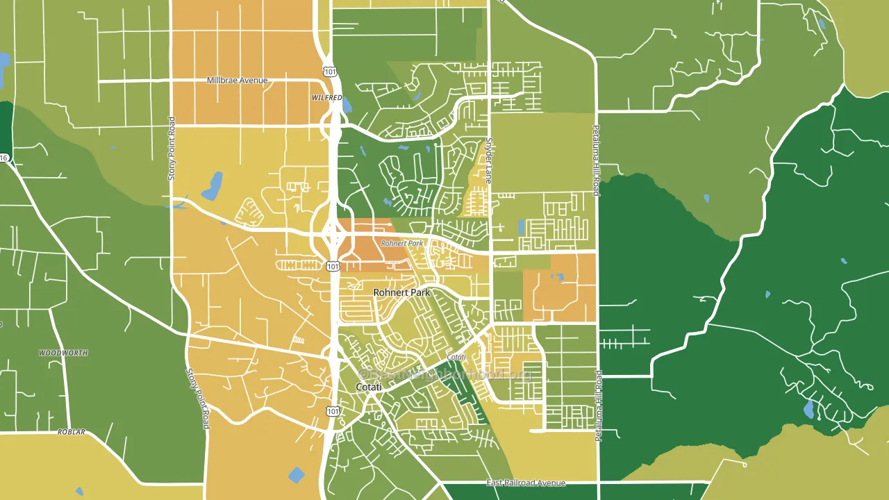 Rohnert Park, CA block-group voter-turnout map