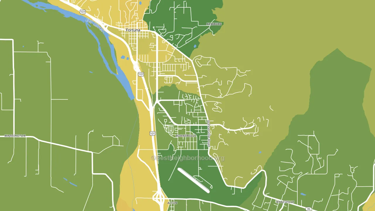 Rohnerville, Fortuna, CA block-group voter-turnout map