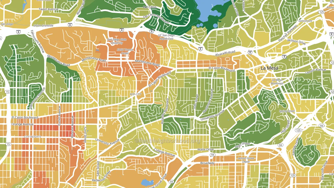 Rolando, San Diego, CA block-group voter-turnout map