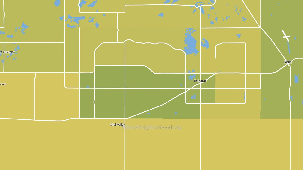 Rolette County, ND block-group voter-turnout map
