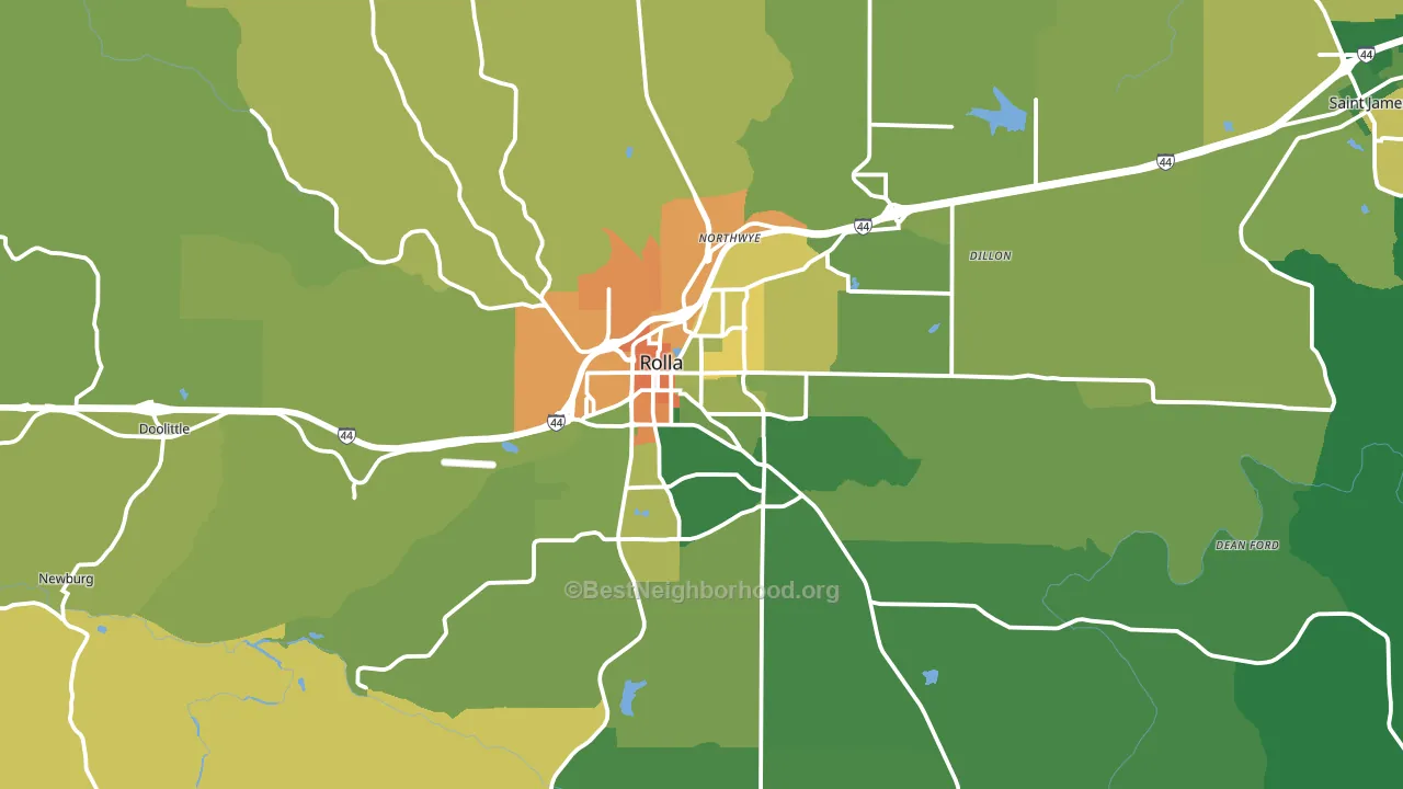 Rolla, MO block-group voter-turnout map