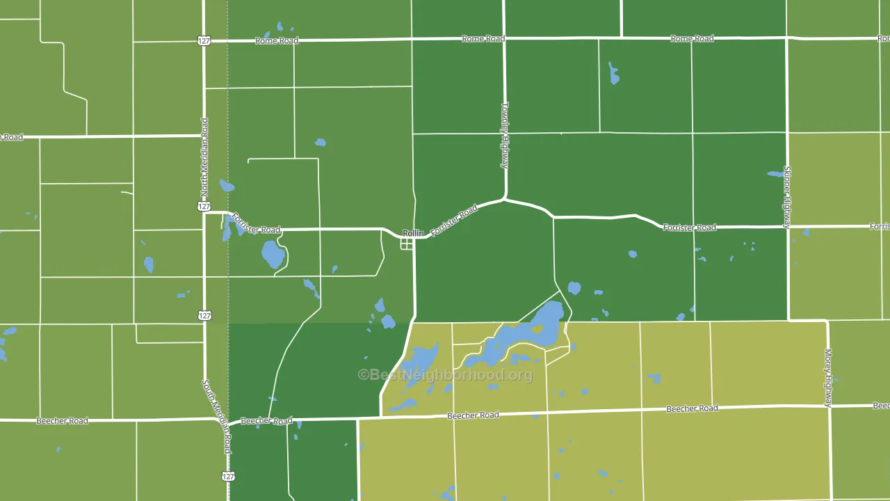 Rollin, MI block-group voter-turnout map