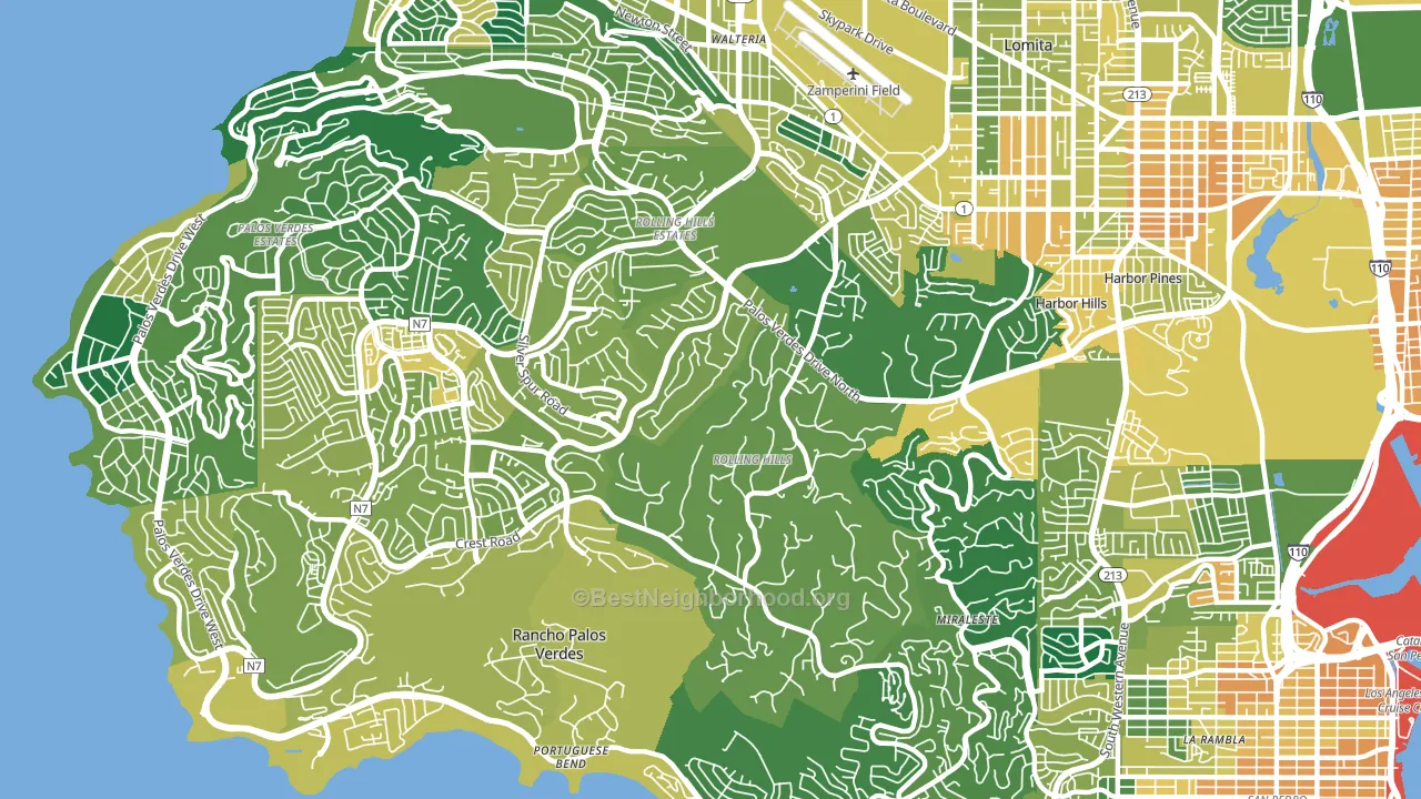Rolling Hills Estates, CA block-group voter-turnout map