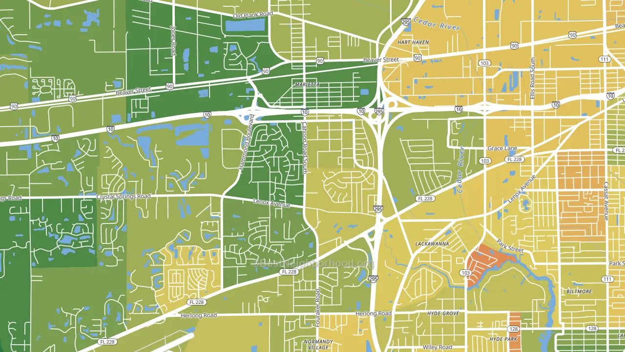 Rolling Hills, Jacksonville, FL block-group voter-turnout map